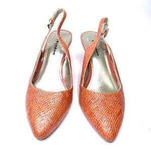 Nygard Orange Snakeskin Embossed Carson Sling Back Sandal US 9